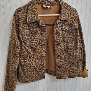 Leopard print denim jacket